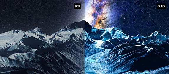 Illustration du contraste d'un �cran OLED avec technologie Pixel Dimming