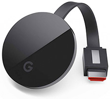 Visuel du Chromecast Ultra compatible 4K Ultra HD et HDR