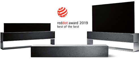 Visuel de la TV LG OLED65R9 ayant reu le Red Dot Award Best of The Best 2019