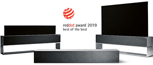 Visuel de la TV LG OLED65R9 ayant re�u le Red Dot Award Best of The Best 2019