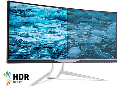 Visuel comparant le rendu HDR d'un écran HDR Ready (à gauche) et le rendu SDR (à droite)