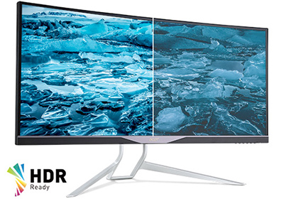 Visuel comparant le rendu HDR d'un �cran HDR Ready (� gauche) et le rendu SDR (� droite)