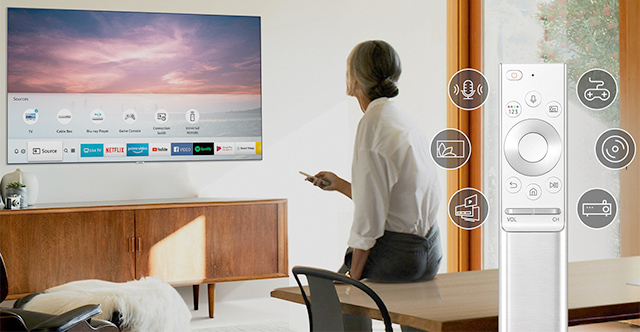 Visuel de la télécommande One Remote fournie avec les TV Samsung Q Smart