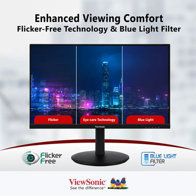 Visuel reprsentant les fonctions Eye-Care d'un cran Viewsonic