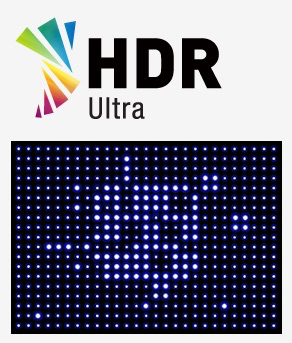 Visuel repr�sentant le logo HDR Ultra ainsi que le dispositif de r�tro�clairage LED avec local dimming pr�sent sur les moniteurs Acer de ce type