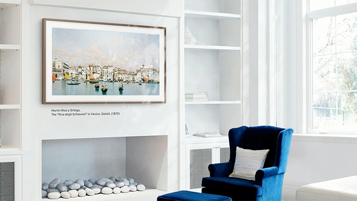Visuel repr�sentant une TV Samsung The Frame affichant une oeuvre accessible depuis l'Art Store