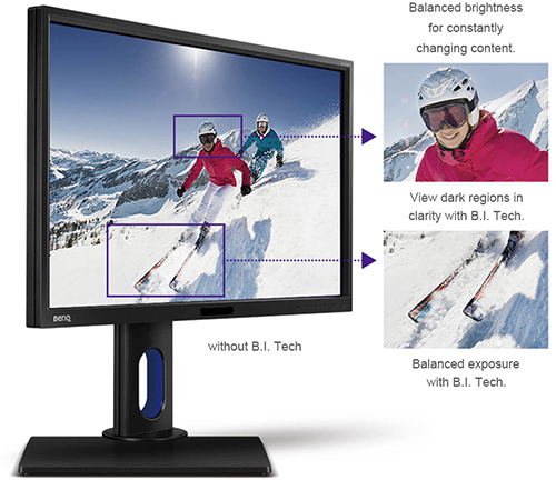 Visuel repr�sentant un moniteur BenQ �quip� de la fonction Brightness Intelligence