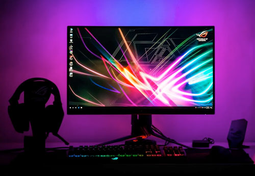 Visuel repr�sentant un �cran Asus avec �clairage Aura RGB