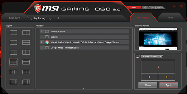 Visuel repr�sentant la fonction Split Window d'un moniteur MSI