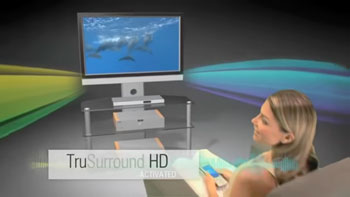 Visuel reprsentant la diffusion d'un son surround via la technologie SRS TruSurround HD