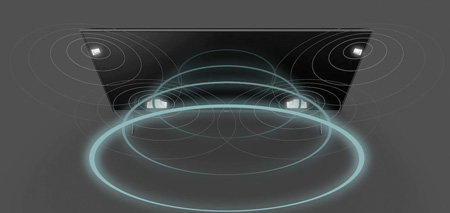 Visuel repr�sentant une TV Sony �quip�e d'un syst�me Acoustic Multi Audio