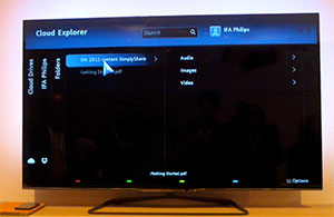 Visuel reprsentant l'application Cloud Explorer accessible  partir de certaines Cloud TV Philips