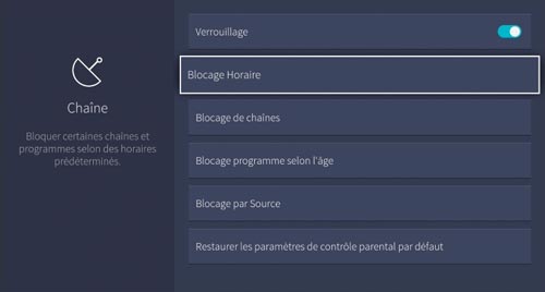 Visuel repr�sentant le verrouillage parental d'une TV Hisense VIDAA U