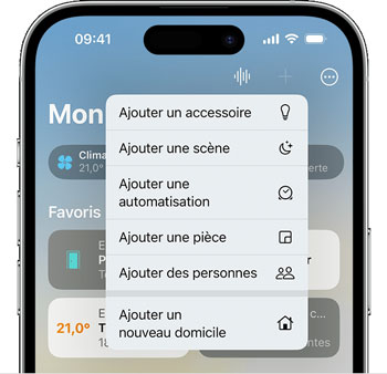 Visuel repr�sentant l'ajout d'un accessoire HomeKit via l'application Maison / Home d'Apple