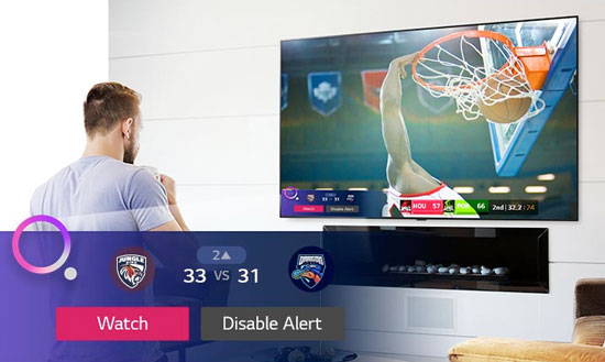 Visuel repr�sentant la fonction Sports Alerts d'une TV LG
