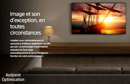 Visuel illustrant le syst�me Ambient Optimization pr�sent sur certaines TV Sony