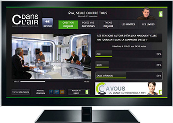 Services interactifs HbbTV proposs en direct durant une mission