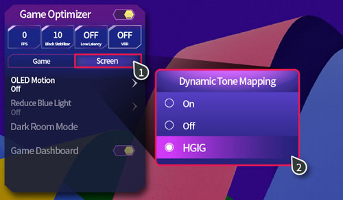 Activation de l'HGIG sur une TV LG