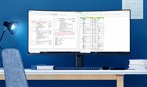 Visuel repr�sentant l'affichage de fen�tres multiples simultan�ment sur un �cran dot� de la fonction Screen-split
