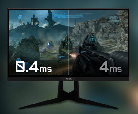 Visuel illustrant la r�activit� des �crans Aorus IPS Super Speed