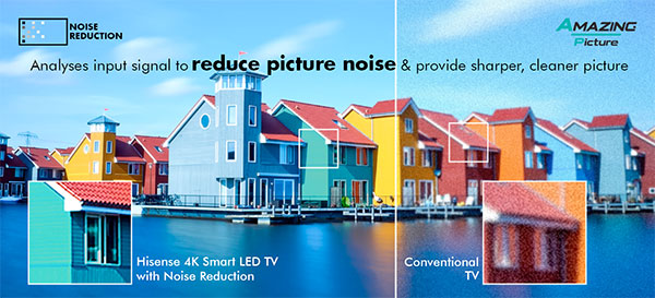 Visuel comparant le rendu obtenu avec la fonction Noise Reduction ( gauche) et sans ( droite)