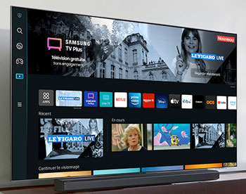 Illustration de l'accès à la chaîne Figaro Live sur une TV connectées Samsung via l'application TV Plus - (crédit : Samsung)
