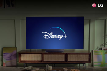 Illustration de l'application Disney+ sur une TV connectée LG