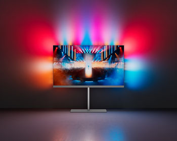 Illustration de la TV Philips OLED+959 avec Ambilight Plus - (cr�dit : Philips)
