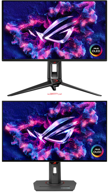 Illustration des crans ROG Swift OLED PG27UCDM et ROG Strix OLED XG27AQDPG - (crdit : Asus)