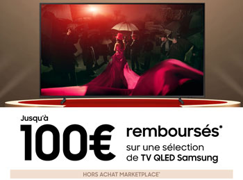 Pour l'achat de certaines TV QLED Samsung rembourse jusqu' 100 Euros