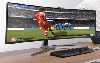 Illustration de l'�cran Samsung QLED 49 pouces pr�sent� durant le salon IFA 2017 - (cr�dit : Samsung)