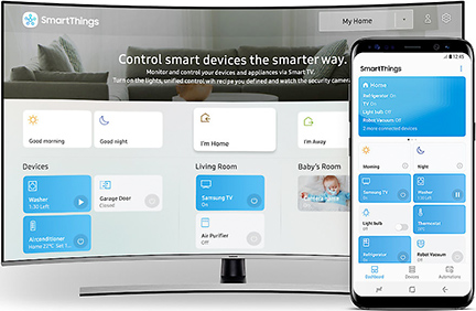 SmartThings permet aux TV Samsung QLED de contrôler divers objets connectés Illustration du centre de contrôle SmartThings des TV Samsung QLED 2018