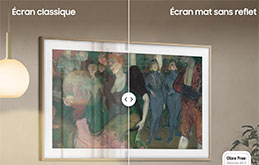 Visuel repr�sentant le rev�tement mat d'une TV Samsung The Frame 2025 accroch�e au mur