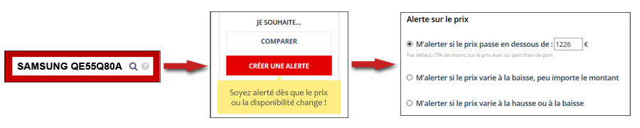 Cr�er une alerte de prix sur lcd-compare