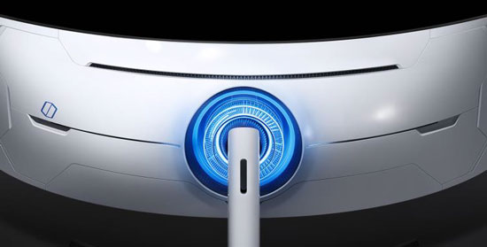 Le système de lumière d'ambiance présent à l'arrière des moniteurs Odyssey favorise l'immersion Illustration du système lumineux décoratif présent à l'arrière de l'écran Samsung Odyssey G9