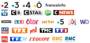Image regroupant les logos des différentes chaînes de la TNT gratuite