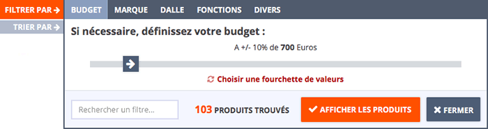 Filtres sur les prix des TV proposés par LCD-Compare