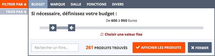 LCD-Compare : filtre sur les prix dans les catégories de produits Filtres prix