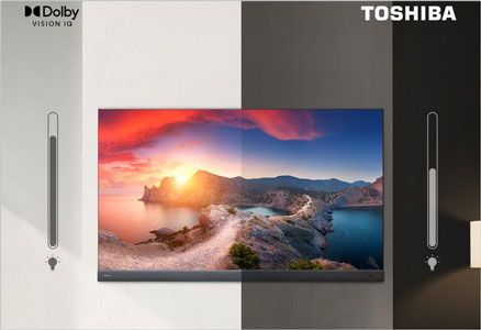 Visuel repr�sentant la diff�rence de rendu selon la luminosit� environnante sur une TV Dolby Vision IQ