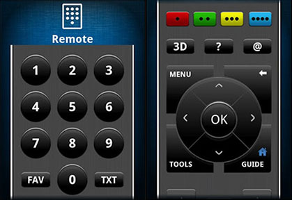 Illustration de l'application permettant d'utiliser un appareil mobile pour télécommander une TV connectée