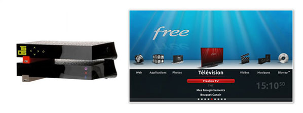 Illustration de la Freebox Revolution et de son interface TV connectée