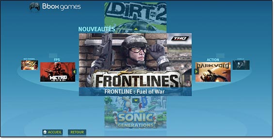 Portail de cloud gaming d'une box internet