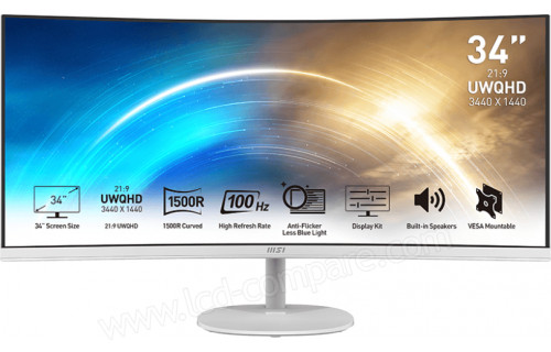 MSI PRO MP341CQW - 34 pouces - Fiche technique, prix et avis