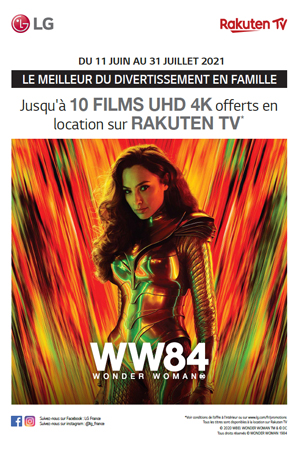 Bon Plan LG Juin/Juill. 2021 : 5 à 10 films UHD 4K offerts en location